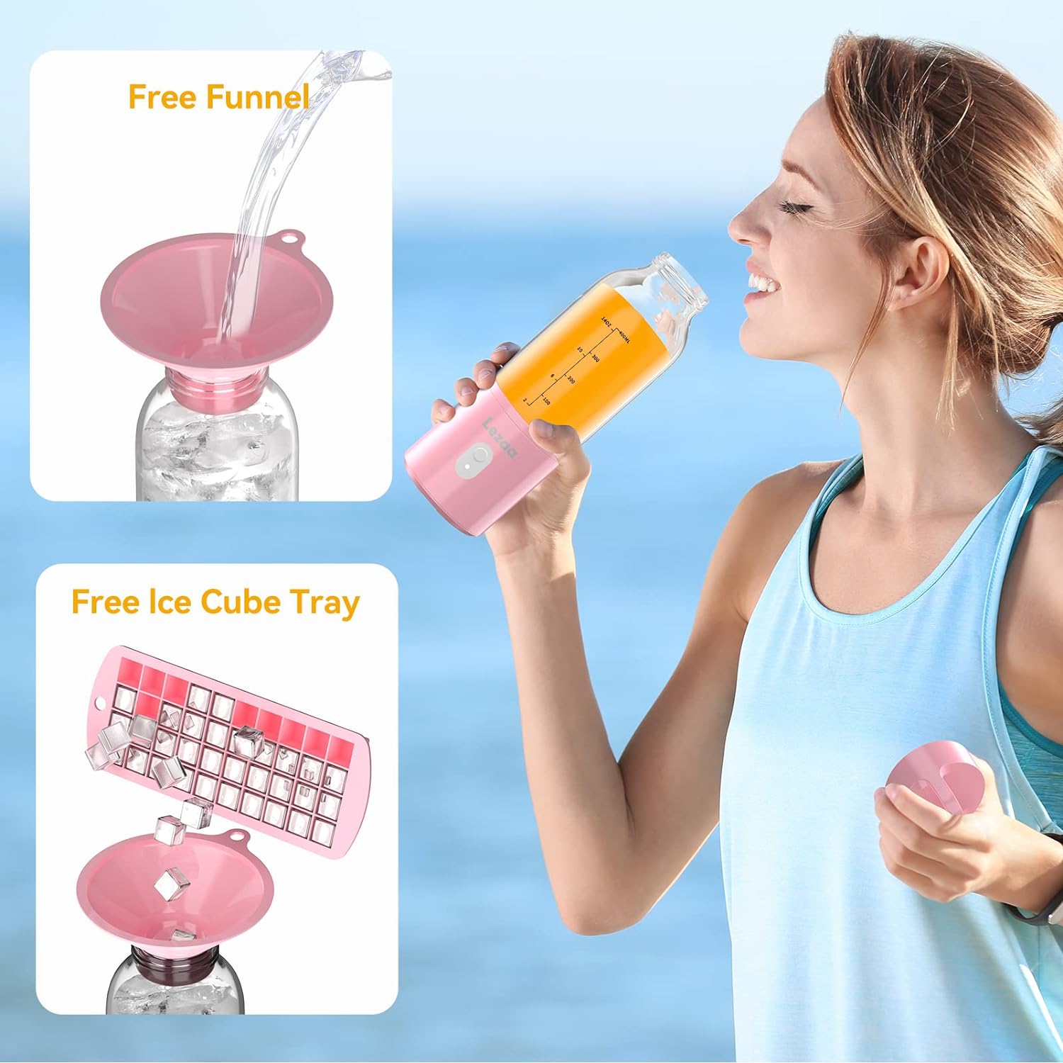 Portable Blender， Blender for Shakes and Smoothies， Personal Blender， USB Rechargeable 14 Oz Mini Blender With for Traveling， Outdoor， Gym， Office - Image 2